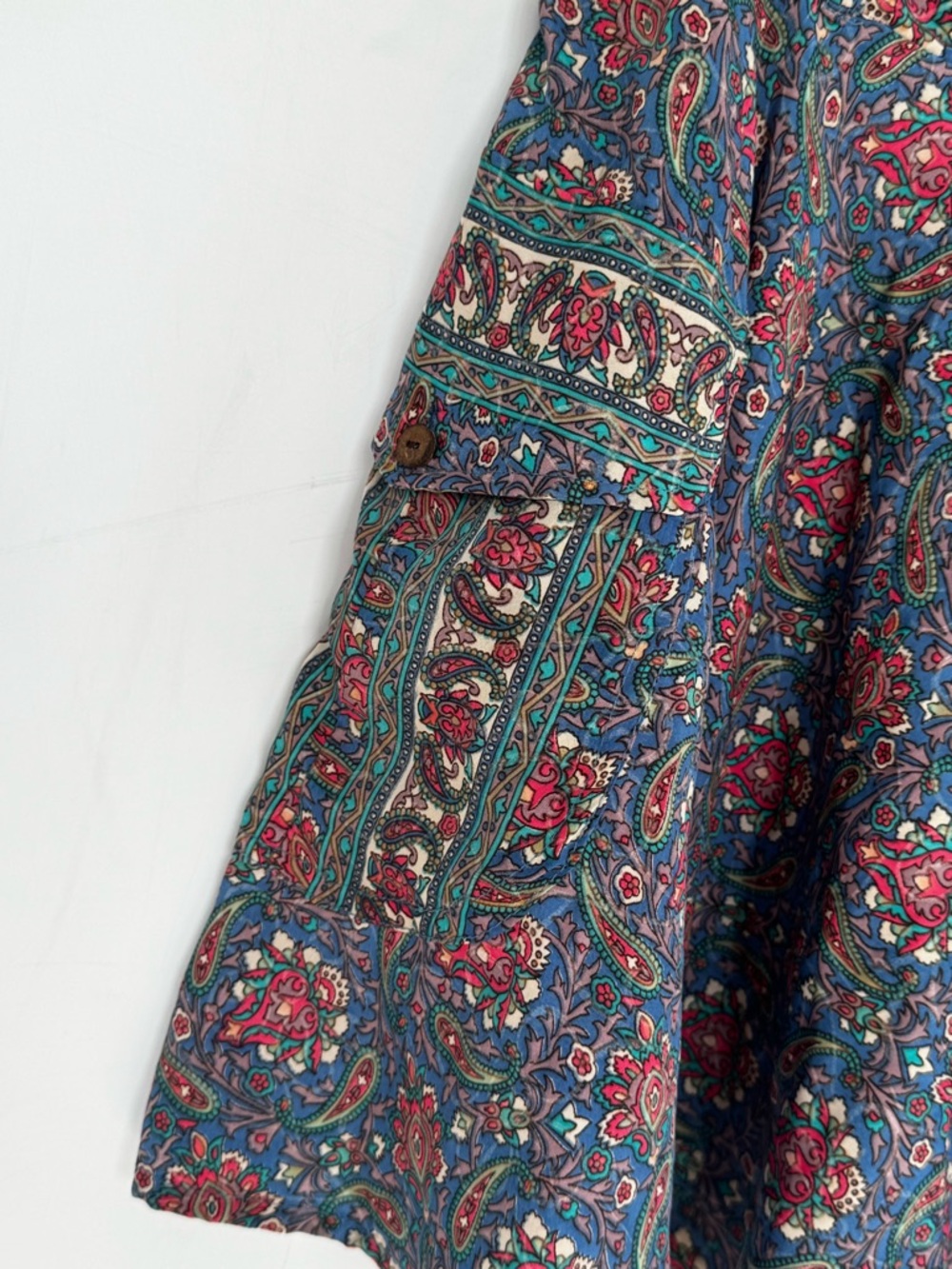 Earthbound Trading Co. Floral Paisley Blue A-Line Skirt Size Small - Picture 2 of 9